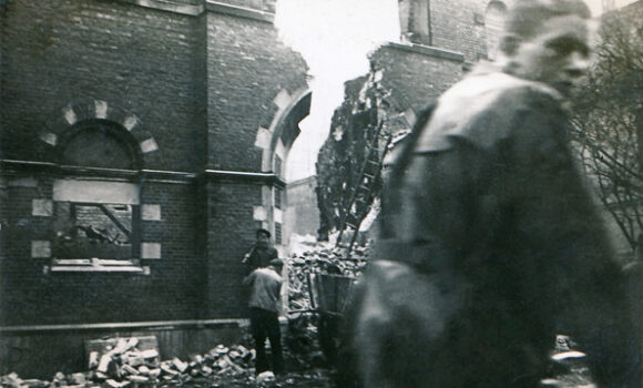 Die zerstörte Synagoge an der Peterstraße